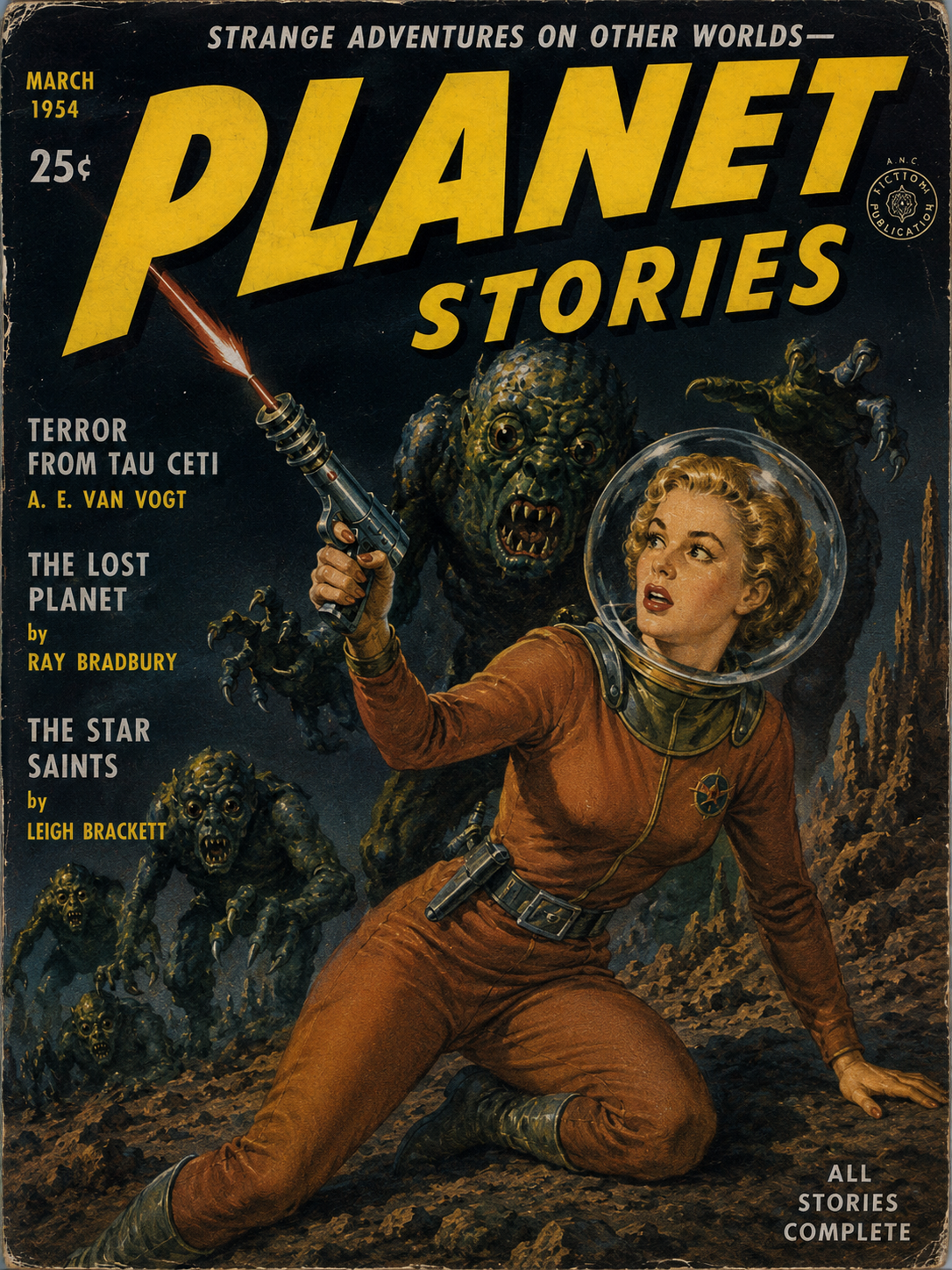 Fake classic 50s sci-fi magazine cover
