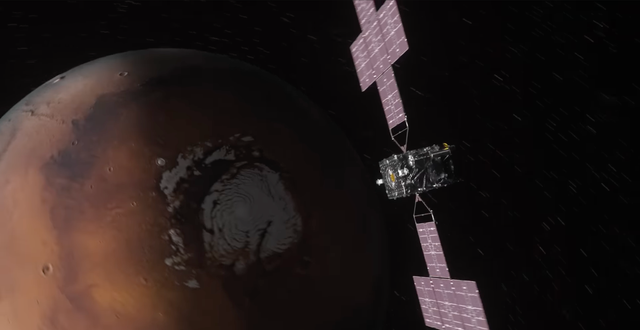 NASA's Psyche spacecraft approaches Mars (still from animation)